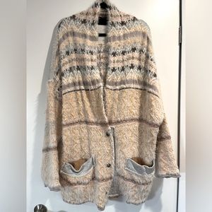 Free People Boho Oversized Long Fuzzy Cardigan Size XS